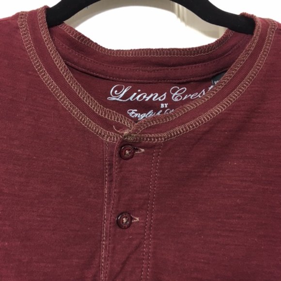 NWOT, English Laundry, Men, Y-Neck style Tee shirt, short sleeve, Maroon Red, L - Picture 2 of 9